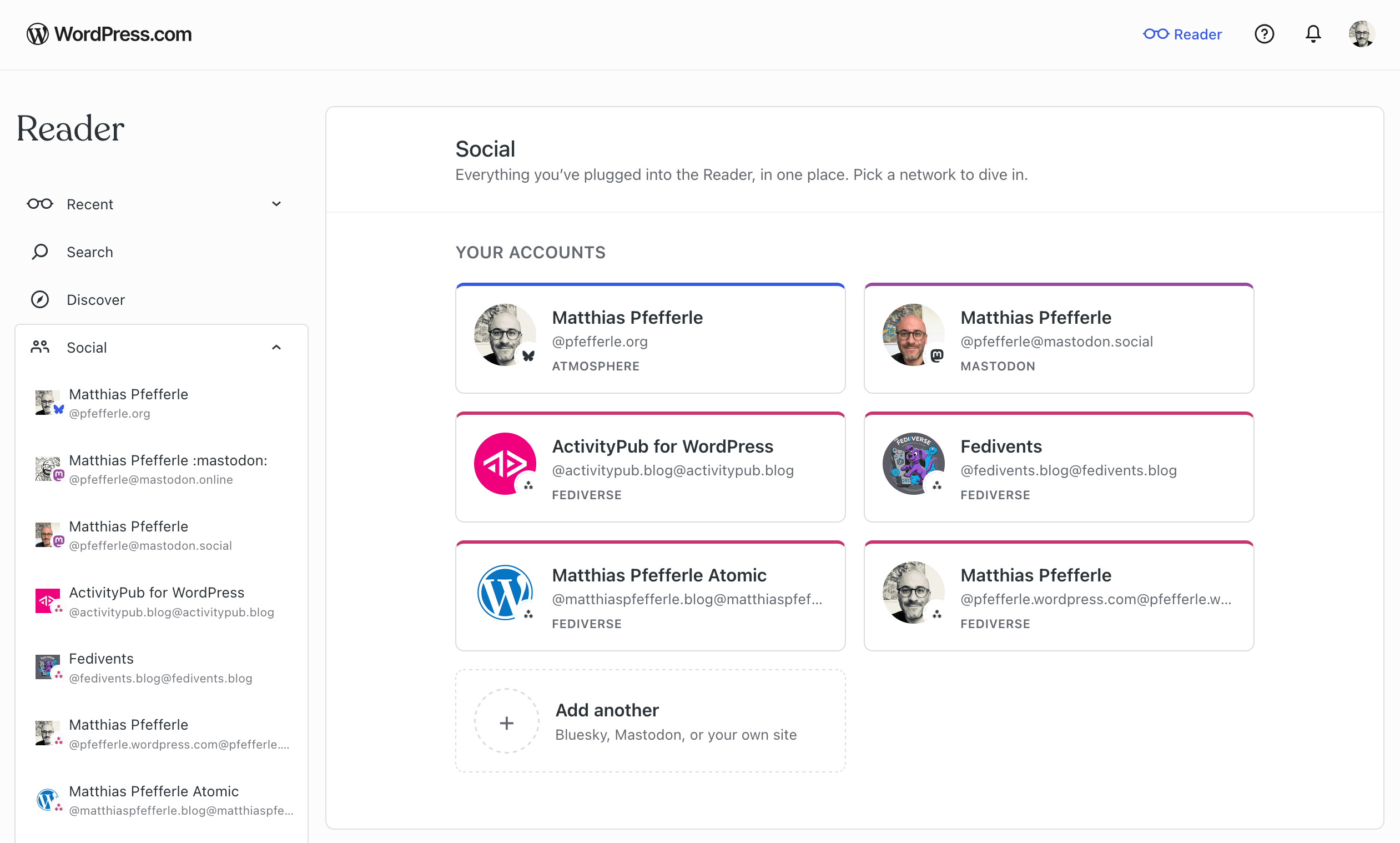 A screenshot of the Readers new Connection site.